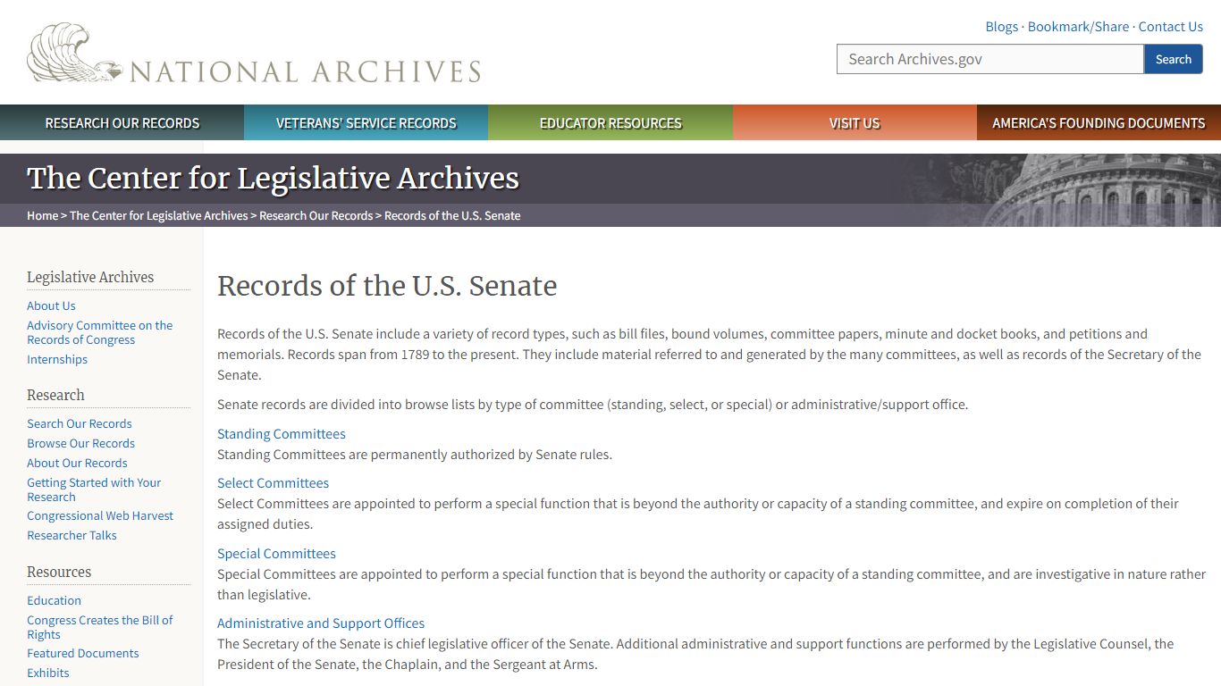 Records of the U.S. Senate - National Archives