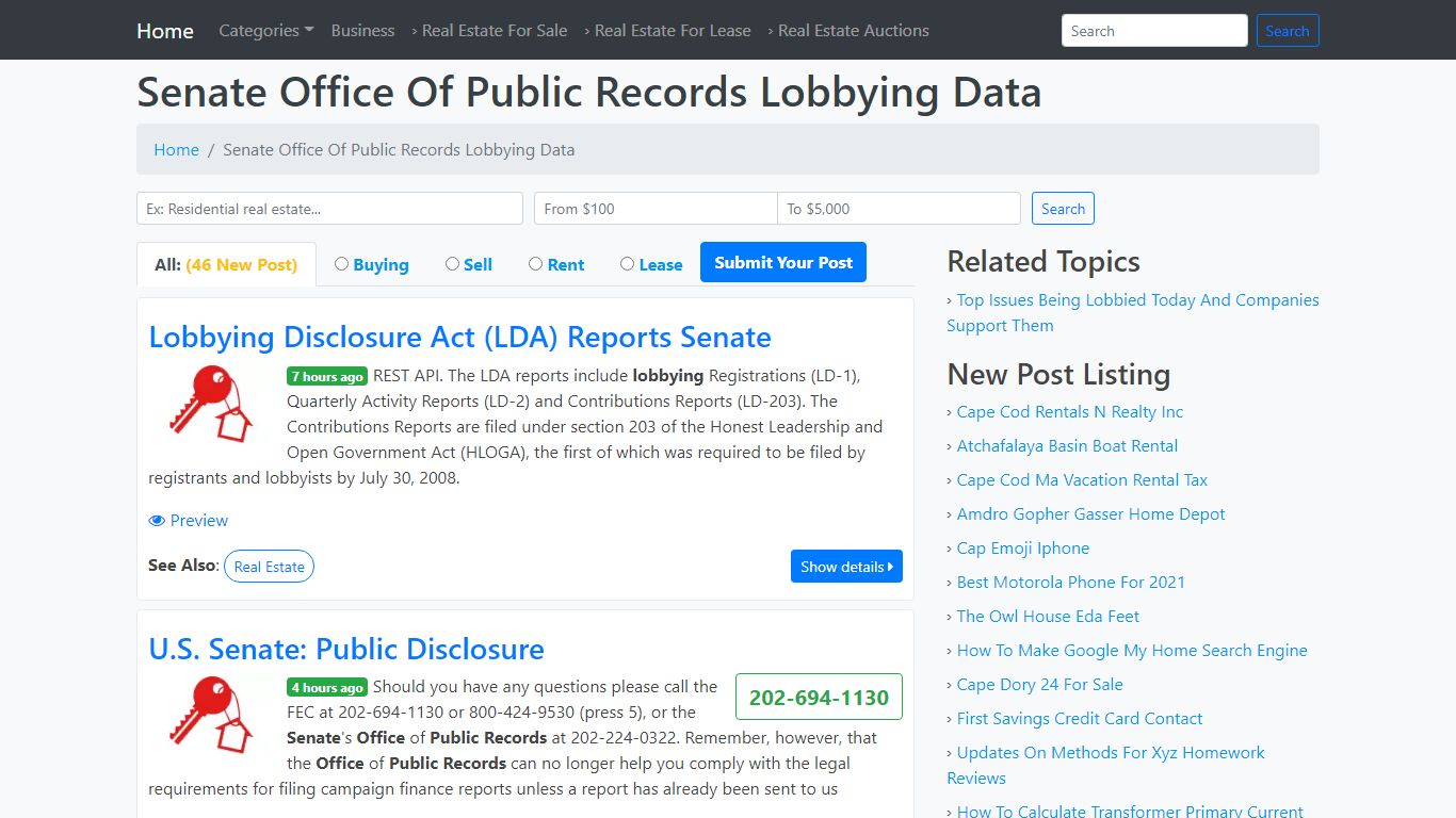 Senate Office Of Public Records Lobbying Data